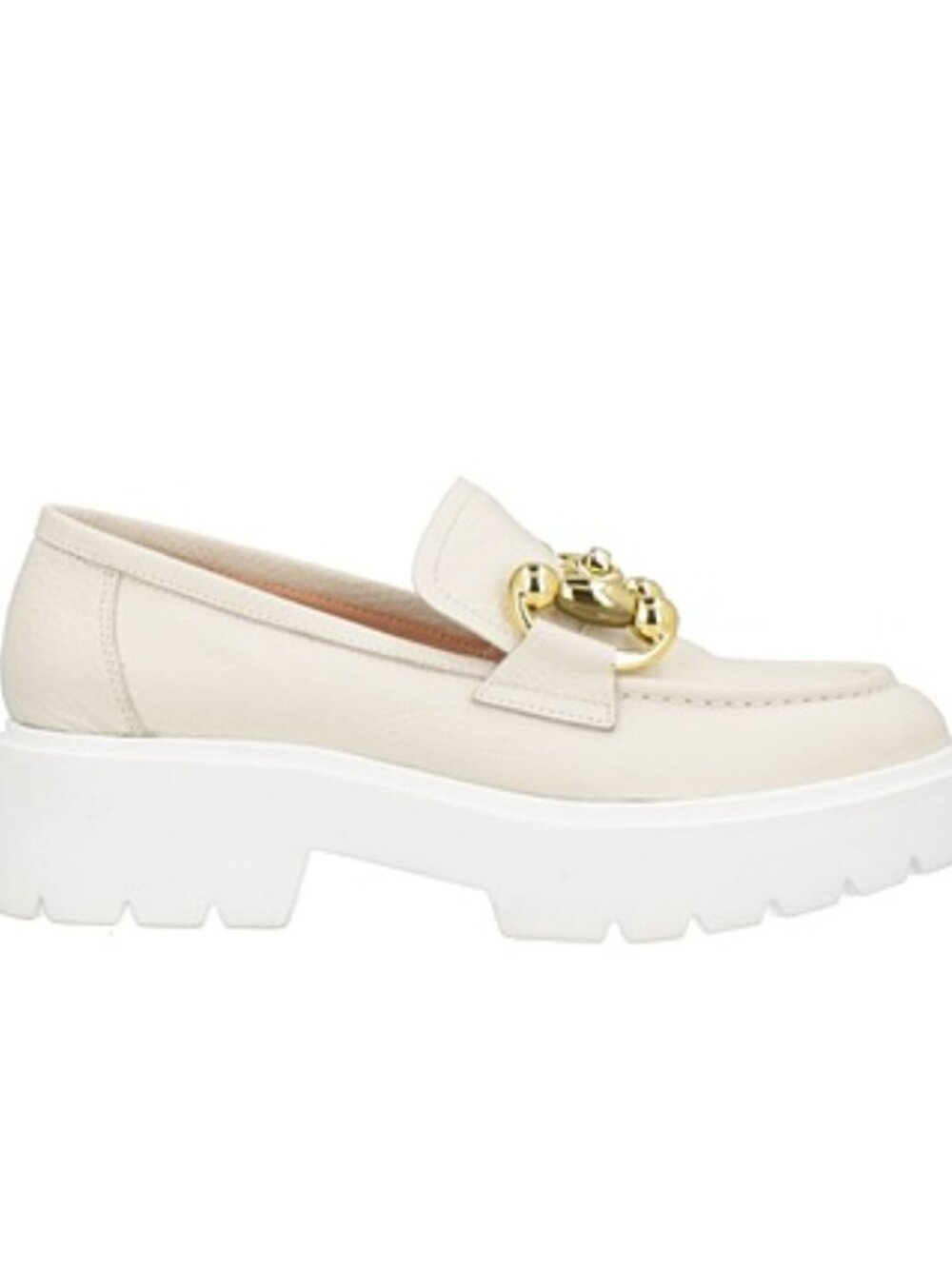 Janet&Janet chunky platform loafer 9 / 39 ivory white cream gold horsebit